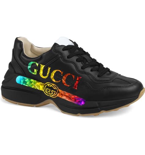 gucci sneakers rainbow|gucci rhyton strawberry sneakers.